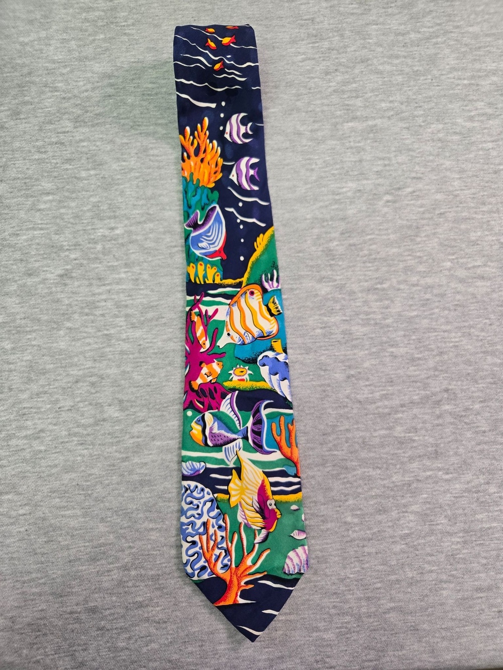 Addiction Tie Mens One Size Blue Silk Tropical Fish Ocean Underwater Novelty